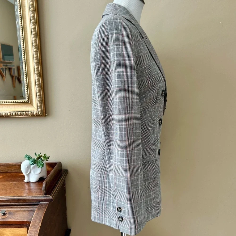 Lini Bloomingdale's Double Breasted Olivia Glen Plaid Blazer Houndstooth XS NWT